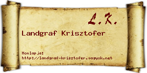 Landgraf Krisztofer névjegykártya